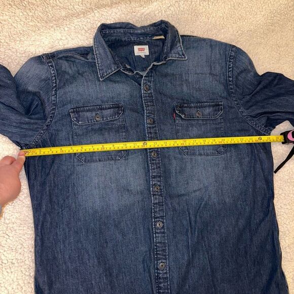 Levi's Men's Denim Button Down Long Sleeve Shirt Dark Wash Size XXL EUC - Picture 8 of 11